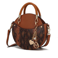 MKF Collection Camille Faux Snakeskin Vegan Leather Women Round Crossbody Bag by Mia K