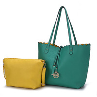 MKF Collection Amahia Vegan Leather Women Reversible Shopper Tote Bag with Crossbody Pouch by Mia K