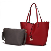 MKF Collection Amahia Vegan Leather Women Reversible Shopper Tote Bag with Crossbody Pouch by Mia K