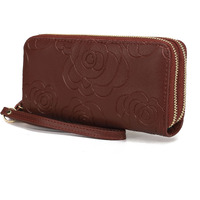 MKF Collection Ellie Genuine Leather Flower Embossed Women Wristlet Wallet by Mia K
