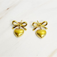 Mini Bow Mini Heart Earrings