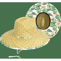 Kenny Hibiscus Underbrim Straw Lifeguard Hat