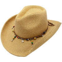 Makahiki Toyo Straw Beaded Adjustable Cowboy Drifter Hat