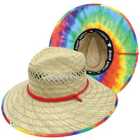 Jerry Straw Wide Brim Tie Dye Sun Lifeguard Hat