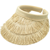 Paradise Straw Natural Palm Fringed Sun Visor Hat