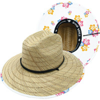 Hibiscus Straw Wide Brim Flower Sun Lifeguard Hat