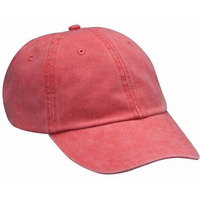 LP101 | OPTIMUM-SOLID PGMT- Pigment dyed, garment washed cotton twill, six panel, low profile, unstructured cap with Adams Cool-Crown mesh lining and leather strap closure with antique brass buckle and grommet.  - POPPY