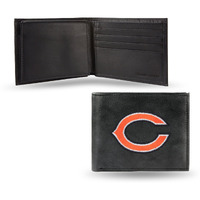 Chicago Bears Wallet Billfold Leather Embroidered Black