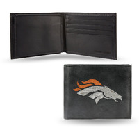 Denver Broncos Wallet Billfold Leather Embroidered Black