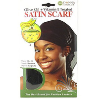 Donna Collection Olive Oil & Vitamin E Treated Satin Scarf, Black, 24 Months