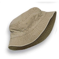 VA101 | VACATIONER- Pigment dyed, garment washed cotton twill, crushable bucket hat style. L-59 cm (7 3/8")- KHAKI