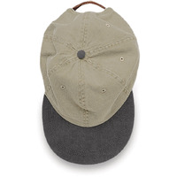 LP102 | OPTIMUM-KHAKI W/CONTRAST BILL- Pigment dyed, garment washed cotton twill, six panel, low profile, unstructured cap with Contrast Color Visor, Adams Cool-Crown mesh lining and leather strap closure with antique brass buckle and grommet.  - KHAKI/ CHARCOAL