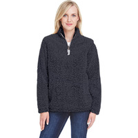 J. America Womens Epic Sherpa Quarter-Zip Pullover - Black, L