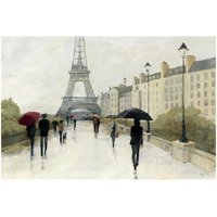Eiffel in the Rain Marsala Umbrella -Paper Art-32"x22"