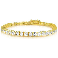 Brilliant Bracelet - A 14kt Gold Plated Brilliant Cut and Shine Diamond CZ Tennis Bracelet