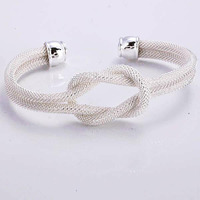 Love Me Love Knot 925 SS Plated & 18 Kt Antique Gold Plated Cuff Bracelet(D0102HEYIKW.)