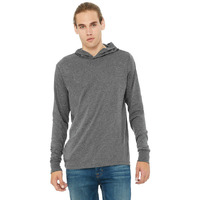 Unisex Jersey Long-Sleeve Hoodie - HEATHER NAVY - XS(D0102H789R8)
