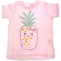 Girls Crew Tee - Blushing Pineapples - Balerina by DelSol for Kids - 1 Pc T-Shirt (2T)