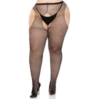 Fishnet Suspander Pantyhose PLUS SI BLACK