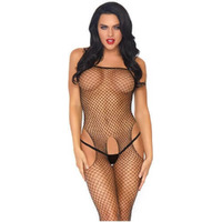Seamless Industrial Net Suspender Bodystocking O/S BLACK