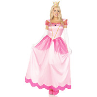 2PC.Classic Pink Princess,long satin gown and crown headband SMALL PINK