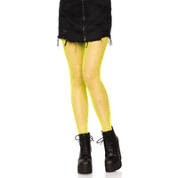 Nylon Fishnet Pantyhose O/S NEON YELLOW