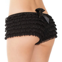 Ruffle Shorts Back Bow Detail Black OS/XL(D0102H5GFRY.)