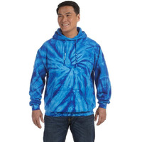 Adult Tie-Dyed Pullover Hooded Sweatshirt - SPIDER LIME - S(D0102H78NSP)