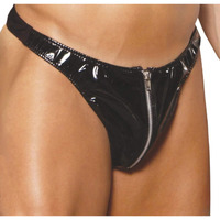 MENS ZIP UP VINYL THONG BLACK XL