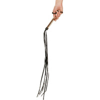 LEATHER WHIP W/ SILVER HANDLE BLACK O/S