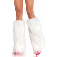 FURRY LUREX LEG WARMERS O/S WHITE/SILVE