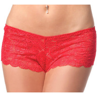 Low Rise Scallop Lace Booty Shorts Red OS/XL(D0102H505F7.)