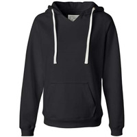 J. America Women's Sueded V-Neck Hooded Sweatshirt - Black, XL