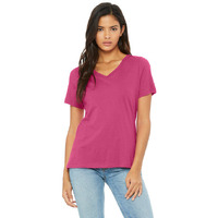 Ladies Relaxed Jersey V-Neck T-Shirt - BERRY - S(D0102H7KHM6)