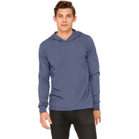 Unisex Jersey Long-Sleeve Hoodie - HEATHER NAVY - XS(D0102H7WFLX)