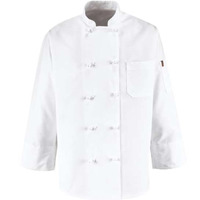Chef Designs Ten Knot Button Chef Coat - White, XS