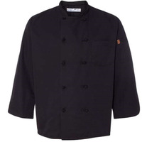 Chef Designs Black Knot Button Chef Coat - Black, L