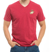Military V-Neck Tee, Marine,Cardinal, 2X