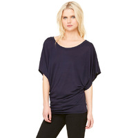 Ladies Flowy Draped Sleeve Dolman T-Shirt - BLAcK - S(D0102H7WH22)