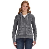 Ladies Zen Full-Zip Fleece Hooded Sweatshirt - cEMENT - XS(D0102H78FZX)