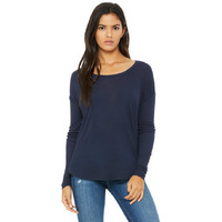 Ladies Flowy Long-Sleeve T-Shirt with 2x1 Sleeves - MIDNIgHT - S(D0102H7W6UX)