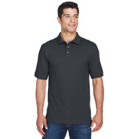 Mens Tall 6 oz Ringspun cotton Piqu Short-Sleeve Polo - BLAcK - XLT(D0102H7NB0J)