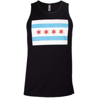 Mens Tank Top Black - Chicago Flag Large