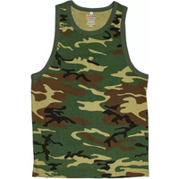 Mens Tank Top Woodland Camouflage Large