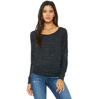 Ladies Flowy Long-Sleeve Off Shoulder T-Shirt - NEON PINK - S(D0102H7WVY6)