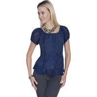 RAYON ELASTIC SLEEVE BLOUSE