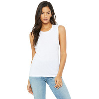 Ladies Flowy Scoop Muscle Tank - WHITE - S(D0102H7KRRT)