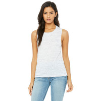 Ladies Flowy Scoop Muscle Tank - WHITE - S(D0102H7KRZ8)