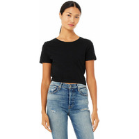 Ladies Poly-cotton crop T-Shirt - BLAcK - XSS(D0102H7WJYJ)