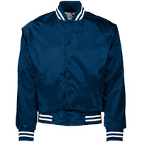Unisex Striped Trim Satin Baseball Jacket - METALLIc gLD WH - 2XL(D0102H7Y0T2)